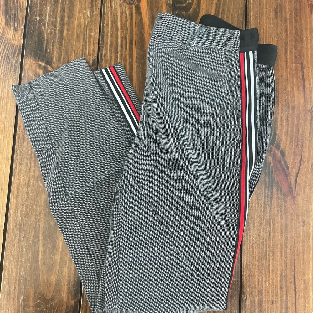 Zara Gray Pants with Red and White Stripes
